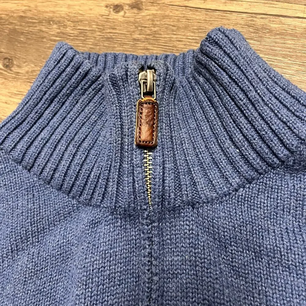 Polo Ralph Lauren Cotton Quarter Zip Sweater XXL Blue Pony Mock Neck Old Money - Picture 6 of 13
